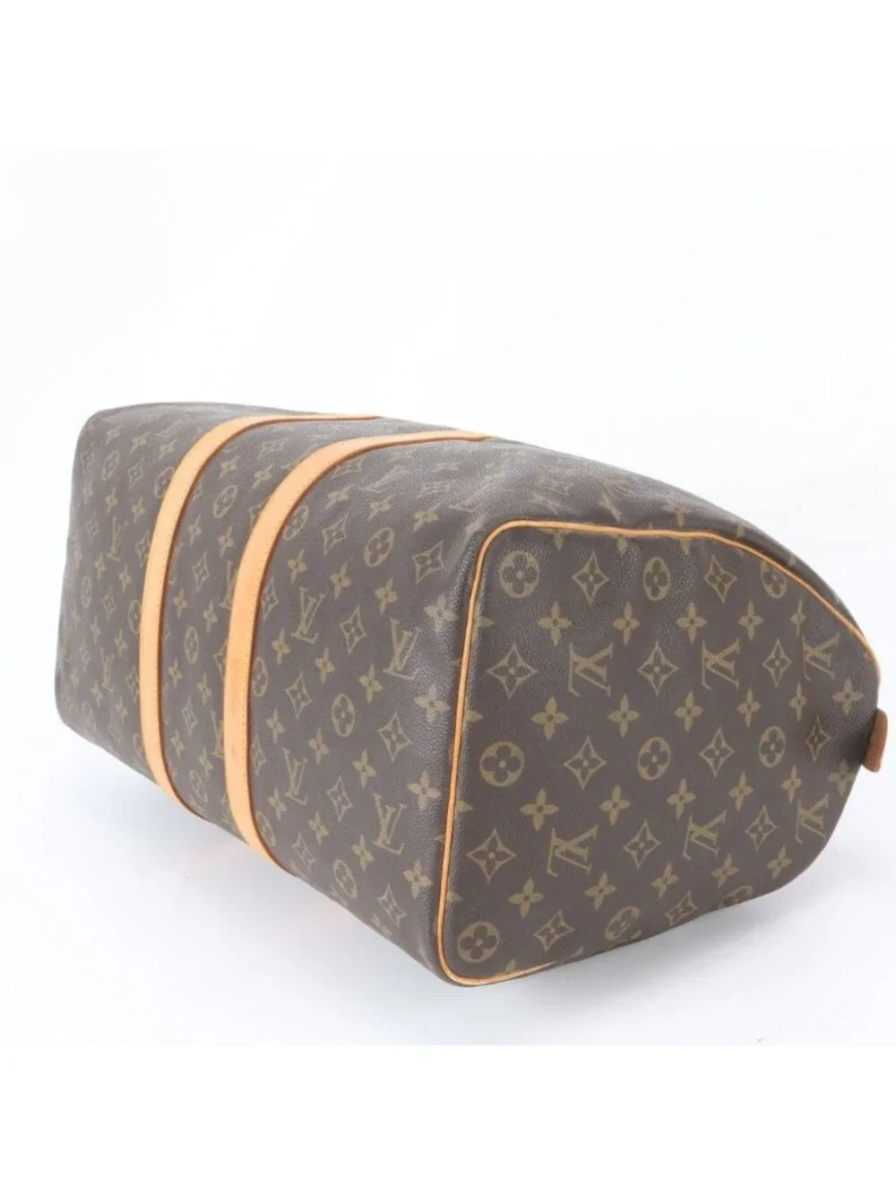Louis Vuitton Monogram Keepall 45 Leather Boston Bag Tote Travel